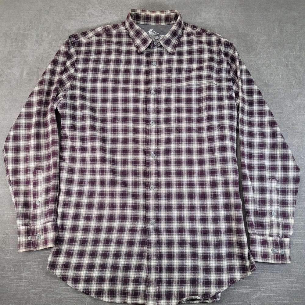 Croft & Barrow Quick-Dry Flannel Mens Large Purple Plaid Button Down Shirt
